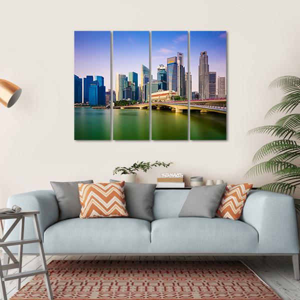 Scenic Singapore Skyline Canvas Wall Art-4 Horizontal-Gallery Wrap-34" x 24"-Tiaracle