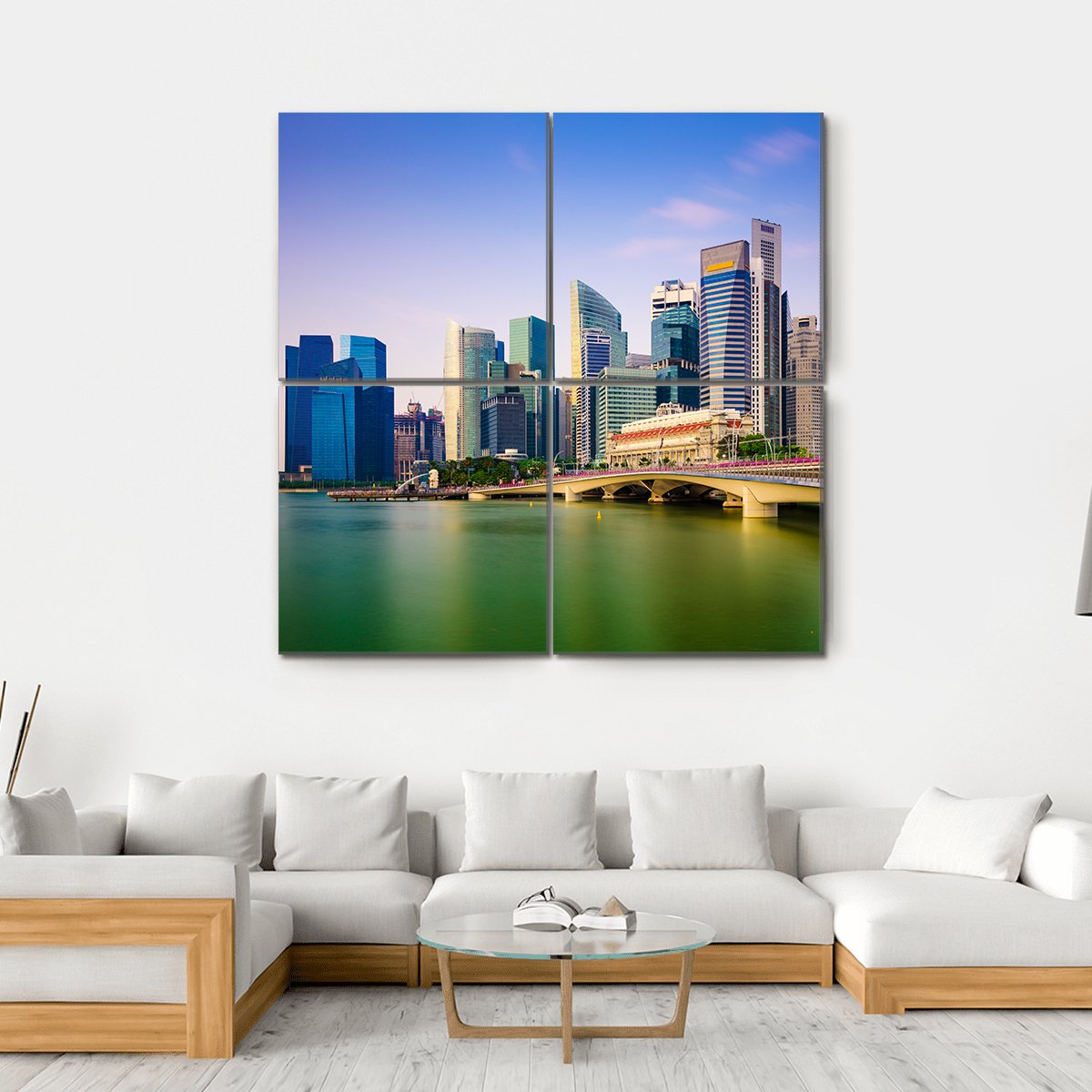 Scenic Singapore Skyline Canvas Wall Art-4 Square-Gallery Wrap-17" x 17"-Tiaracle