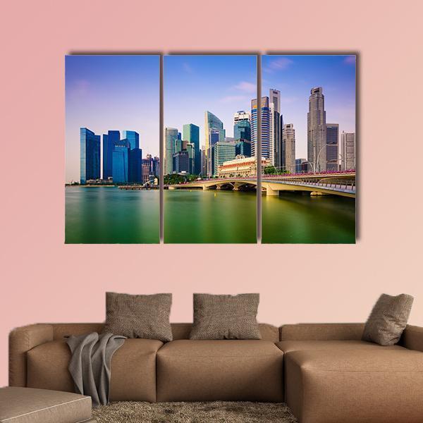 Scenic Singapore Skyline Canvas Wall Art-3 Horizontal-Gallery Wrap-37" x 24"-Tiaracle