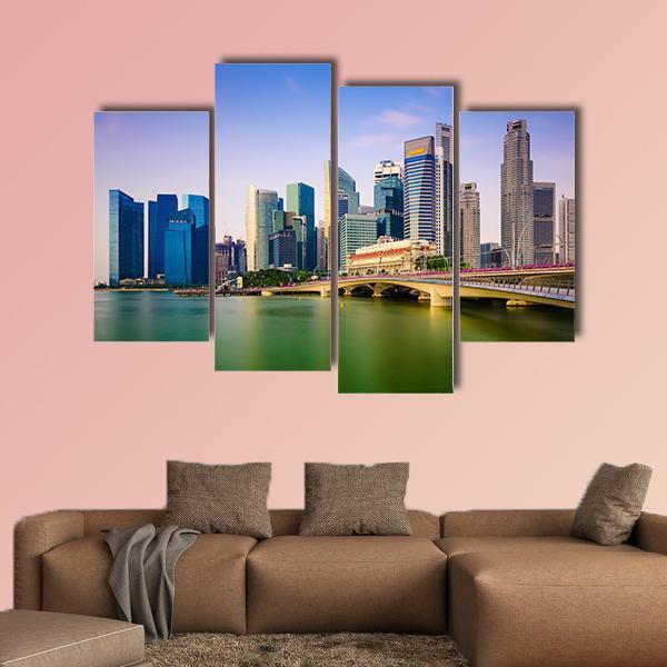 Scenic Singapore Skyline Canvas Wall Art-4 Pop-Gallery Wrap-50" x 32"-Tiaracle