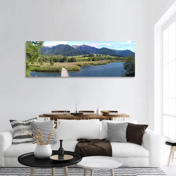 Scenic Summer Lake Panoramic Canvas Wall Art-1 Piece-36" x 12"-Tiaracle