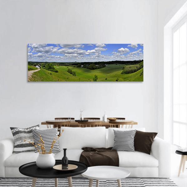 Scenic Summer Landscape Panoramic Canvas Wall Art-3 Piece-25" x 08"-Tiaracle