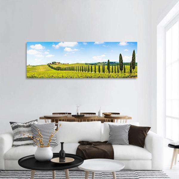 Scenic Tuscany Landscape Panoramic Canvas Wall Art-1 Piece-36" x 12"-Tiaracle