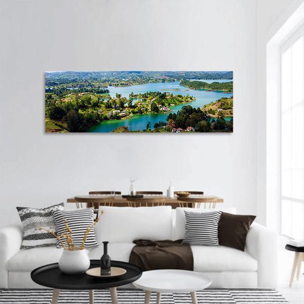 Scenic Valley In Medellin Colombia Panoramic Canvas Wall Art-3 Piece-25" x 08"-Tiaracle