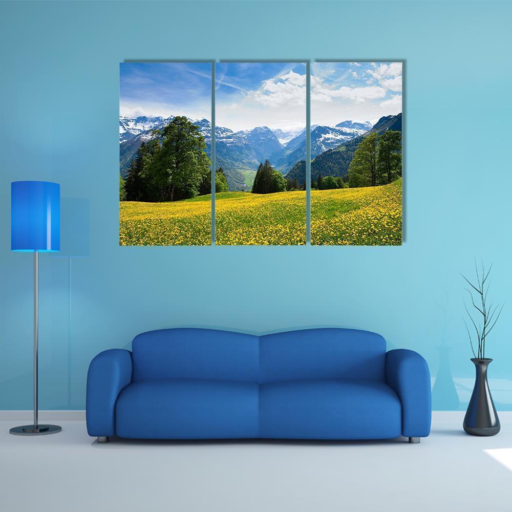 Scenic View From Braunwald In Spring Canvas Wall Art-3 Horizontal-Gallery Wrap-37" x 24"-Tiaracle
