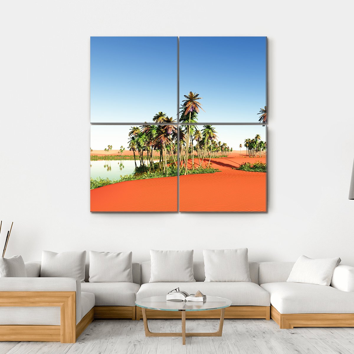 Scenic View Of African Oasis Canvas Wall Art-4 Square-Gallery Wrap-17" x 17"-Tiaracle