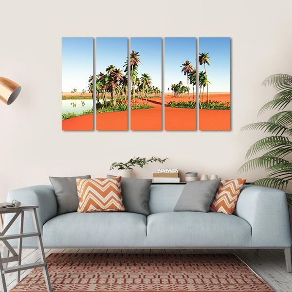 Scenic View Of African Oasis Canvas Wall Art-5 Horizontal-Gallery Wrap-22" x 12"-Tiaracle