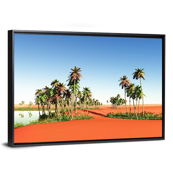 Scenic View Of African Oasis Canvas Wall Art-3 Horizontal-Gallery Wrap-25" x 16"-Tiaracle