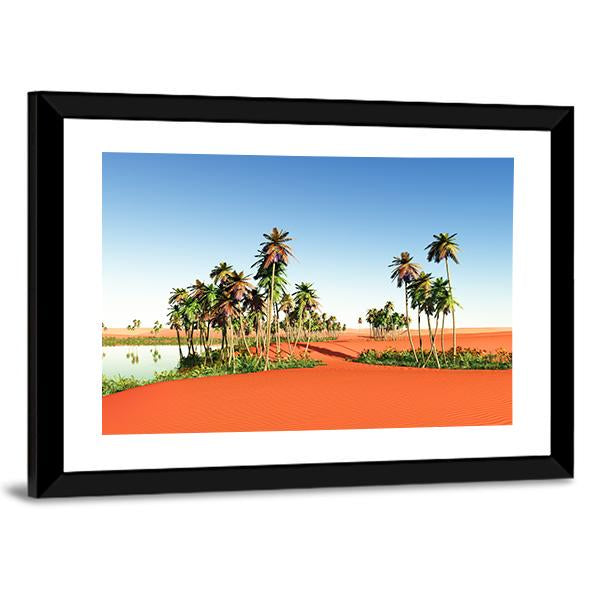 Scenic View Of African Oasis Canvas Wall Art-3 Horizontal-Gallery Wrap-25" x 16"-Tiaracle