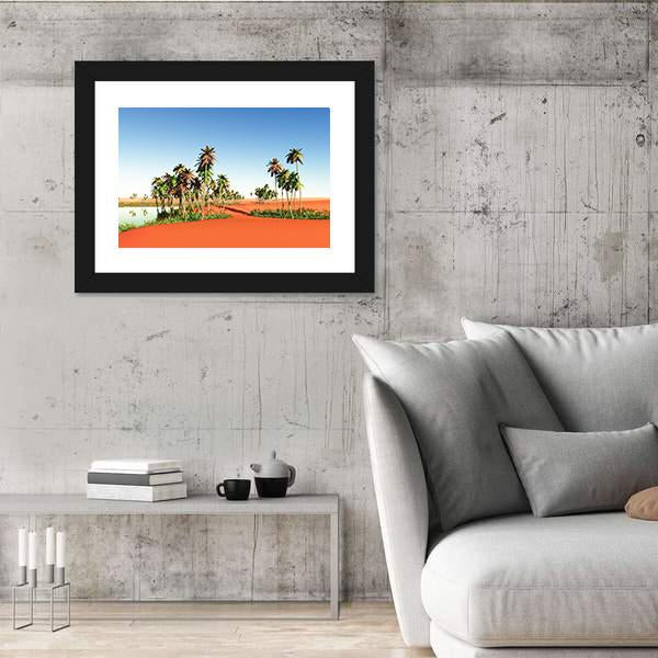 Scenic View Of African Oasis Canvas Wall Art-3 Horizontal-Gallery Wrap-25" x 16"-Tiaracle