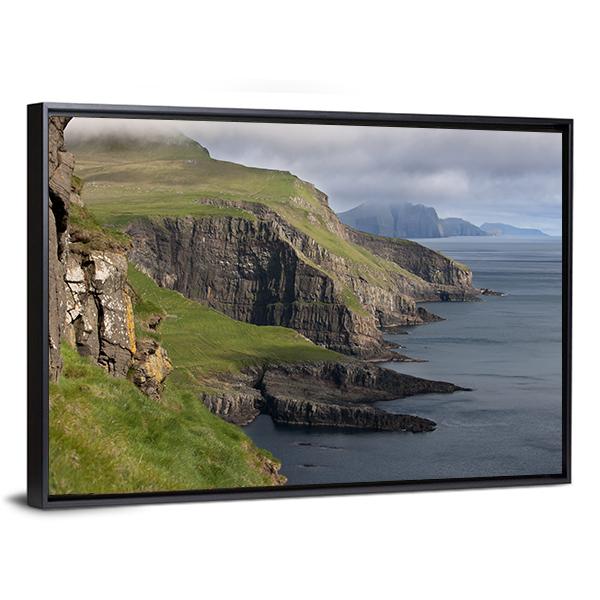 Scenic View Of Coast Of Mykines Canvas Wall Art-3 Horizontal-Gallery Wrap-25" x 16"-Tiaracle