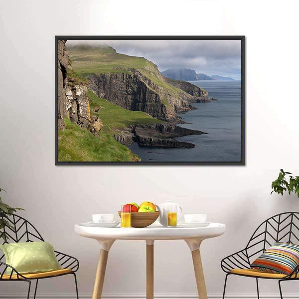 Scenic View Of Coast Of Mykines Canvas Wall Art-3 Horizontal-Gallery Wrap-25" x 16"-Tiaracle