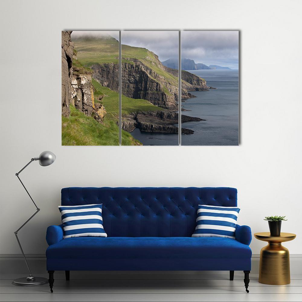 Scenic View Of Coast Of Mykines Canvas Wall Art-3 Horizontal-Gallery Wrap-37" x 24"-Tiaracle