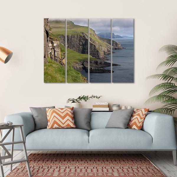Scenic View Of Coast Of Mykines Canvas Wall Art-4 Horizontal-Gallery Wrap-34" x 24"-Tiaracle