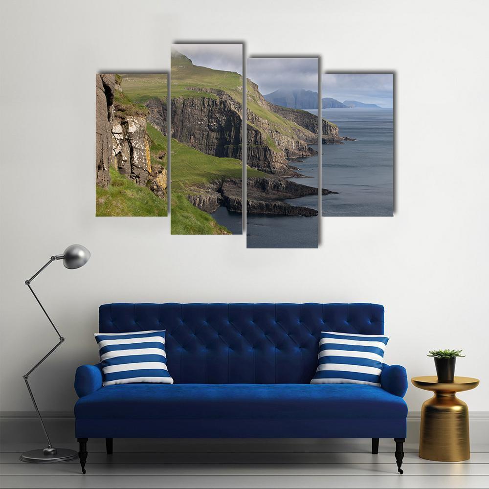 Scenic View Of Coast Of Mykines Canvas Wall Art-4 Pop-Gallery Wrap-50" x 32"-Tiaracle