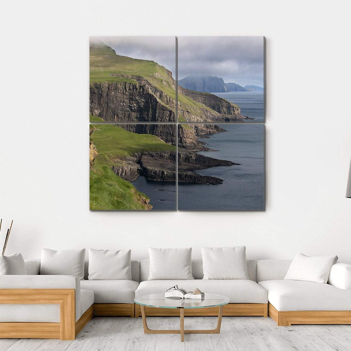 Scenic View Of Coast Of Mykines Canvas Wall Art-4 Square-Gallery Wrap-17" x 17"-Tiaracle
