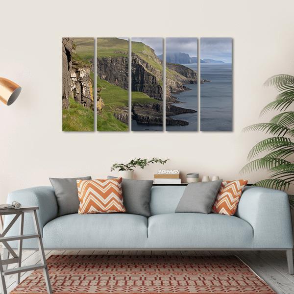 Scenic View Of Coast Of Mykines Canvas Wall Art-5 Horizontal-Gallery Wrap-22" x 12"-Tiaracle