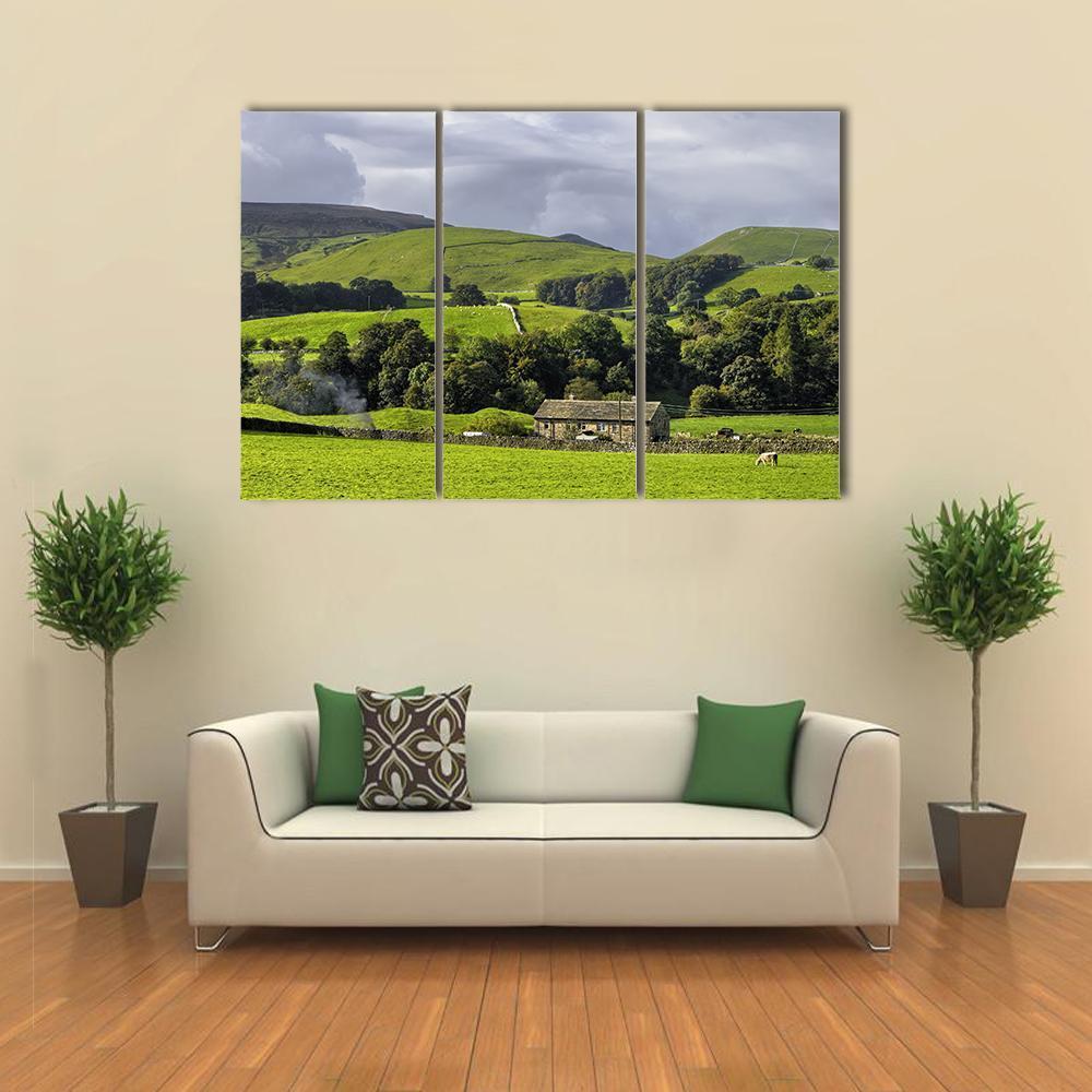 Scenic View Of Farm In Countryside Canvas Wall Art-3 Horizontal-Gallery Wrap-37" x 24"-Tiaracle