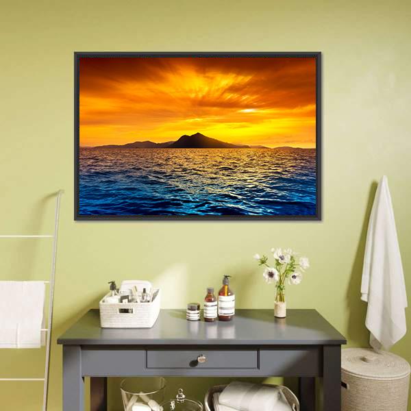 Scenic View Of Island During Sunset Canvas Wall Art-1 Piece-Floating Frame-24" x 16"-Tiaracle