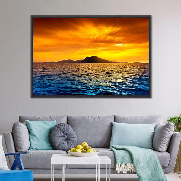 Scenic View Of Island During Sunset Canvas Wall Art-3 Horizontal-Gallery Wrap-25" x 16"-Tiaracle