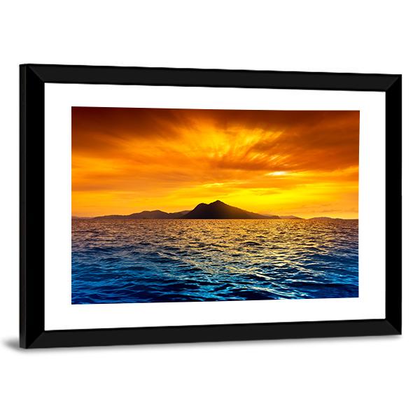 Scenic View Of Island During Sunset Canvas Wall Art-3 Horizontal-Gallery Wrap-25" x 16"-Tiaracle