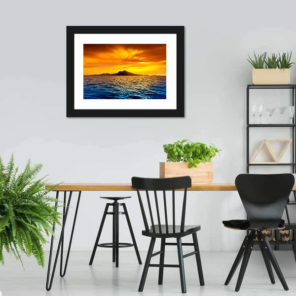 Scenic View Of Island During Sunset Canvas Wall Art-3 Horizontal-Gallery Wrap-25" x 16"-Tiaracle