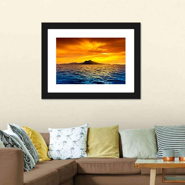 Scenic View Of Island During Sunset Canvas Wall Art-3 Horizontal-Gallery Wrap-25" x 16"-Tiaracle