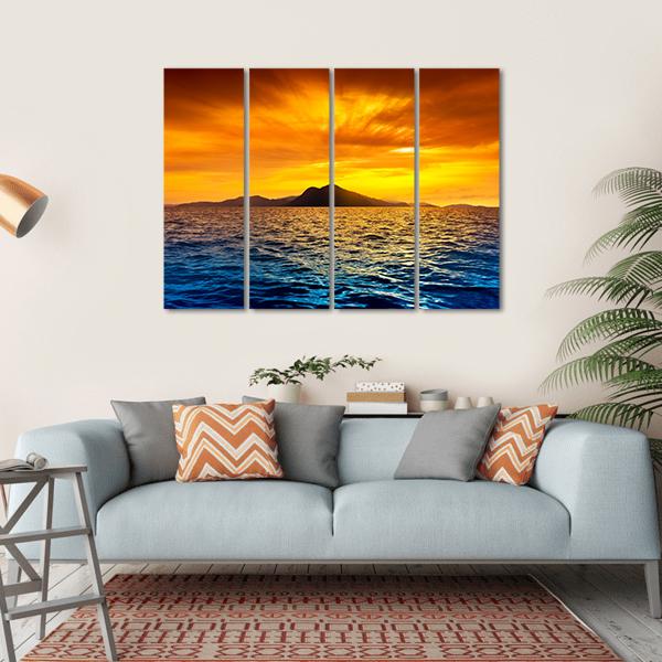 Scenic View Of Island During Sunset Canvas Wall Art-4 Horizontal-Gallery Wrap-34" x 24"-Tiaracle
