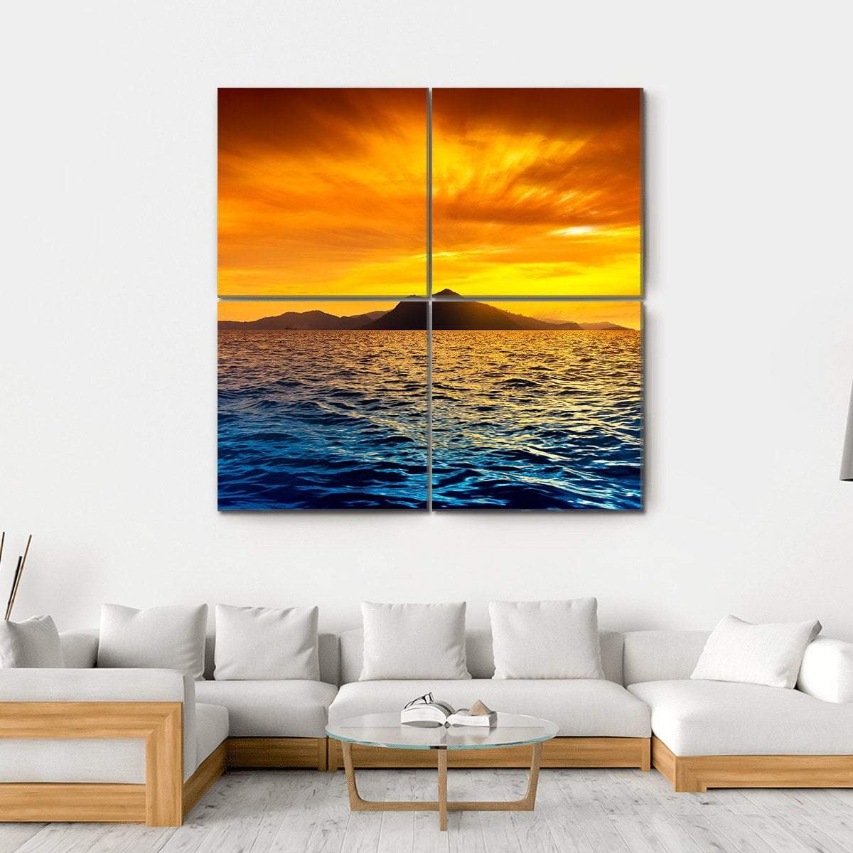 Scenic View Of Island During Sunset Canvas Wall Art-4 Square-Gallery Wrap-17" x 17"-Tiaracle