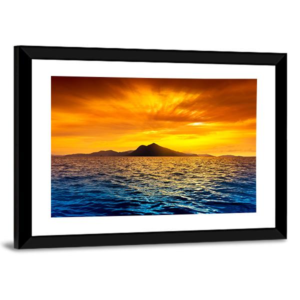 Scenic View Of Island During Sunset Panoramic Canvas Wall Art-1 Piece-36" x 12"-Tiaracle