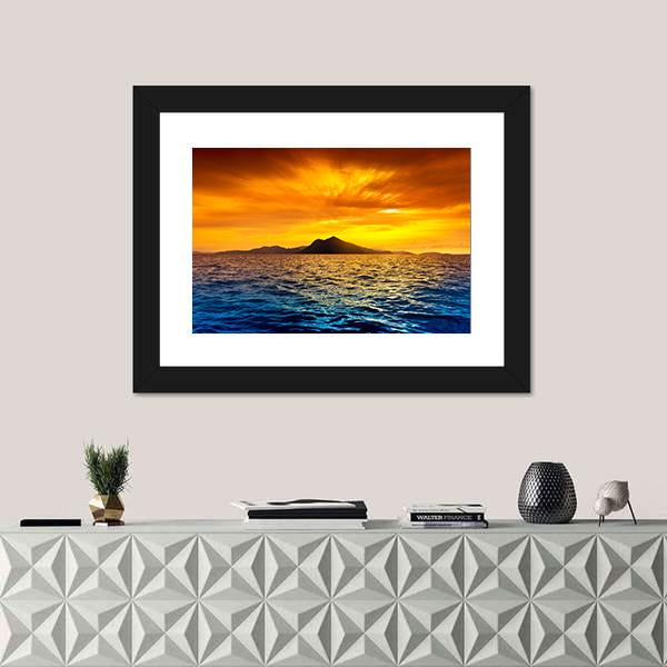 Scenic View Of Island During Sunset Panoramic Canvas Wall Art-1 Piece-36" x 12"-Tiaracle