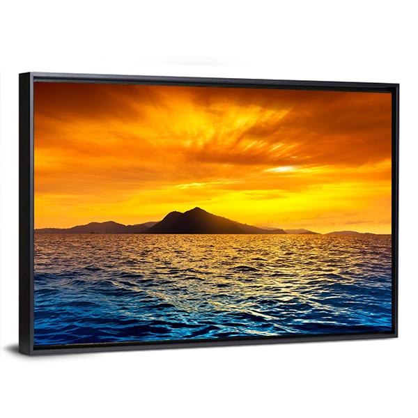 Scenic View Of Island During Sunset Panoramic Canvas Wall Art-1 Piece-36" x 12"-Tiaracle