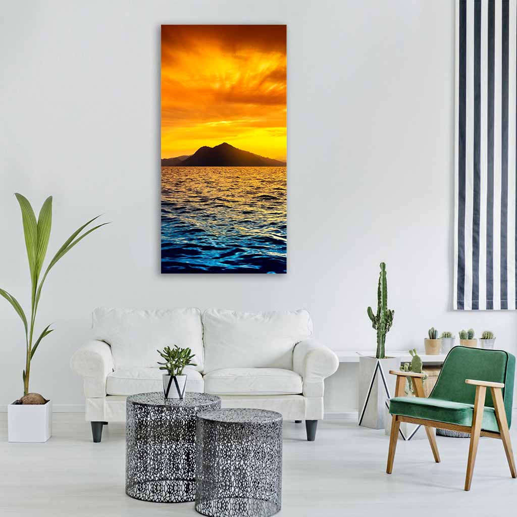 Scenic View Of Island During Sunset Vertical Canvas Wall Art-3 Vertical-Gallery Wrap-12" x 25"-Tiaracle