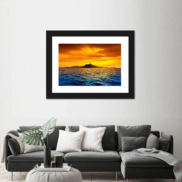Scenic View Of Island During Sunset Vertical Canvas Wall Art-3 Vertical-Gallery Wrap-12" x 25"-Tiaracle