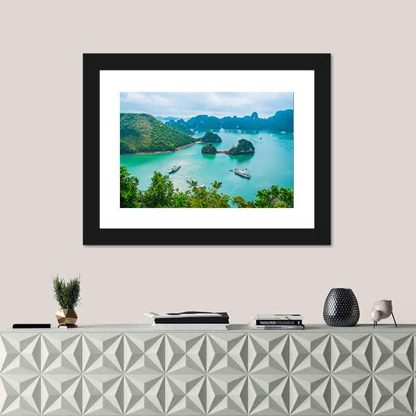 Scenic View Of Islands In Halong Bay Canvas Wall Art-1 Piece-Framed Print-20" x 16"-Tiaracle