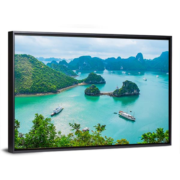 Scenic View Of Islands In Halong Bay Canvas Wall Art-3 Horizontal-Gallery Wrap-25" x 16"-Tiaracle