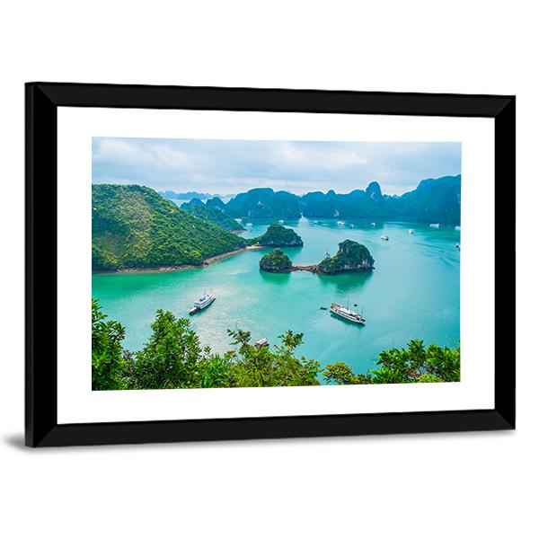 Scenic View Of Islands In Halong Bay Canvas Wall Art-3 Horizontal-Gallery Wrap-25" x 16"-Tiaracle