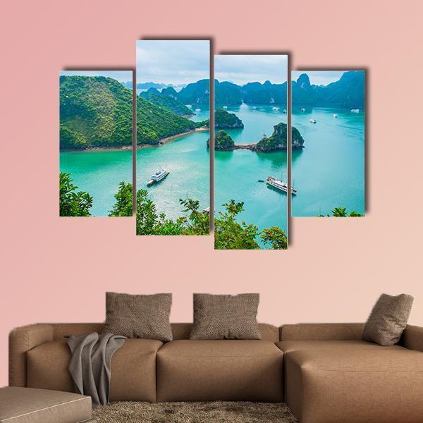 Scenic View Of Islands In Halong Bay Canvas Wall Art-4 Pop-Gallery Wrap-50" x 32"-Tiaracle