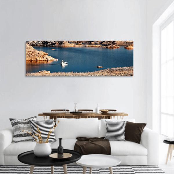 Scenic Lake Mead Colorado Panoramic Canvas Wall Art-3 Piece-25" x 08"-Tiaracle