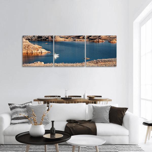 Scenic Lake Mead Colorado Panoramic Canvas Wall Art-3 Piece-25" x 08"-Tiaracle