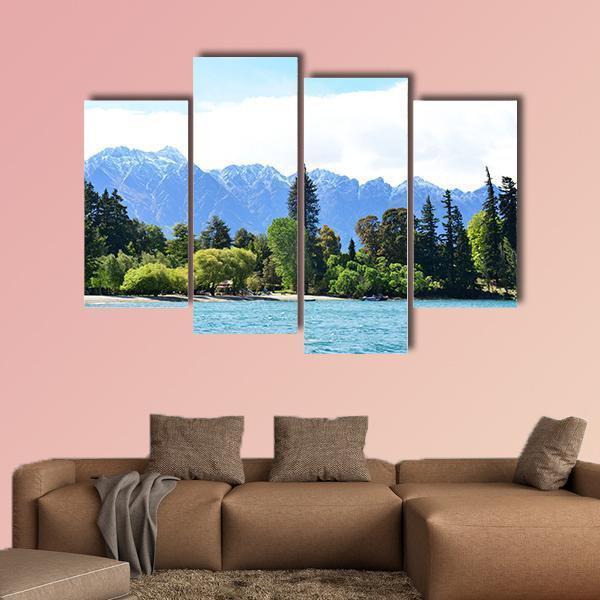 Scenic View Of Lake Wakatipu Canvas Wall Art-4 Pop-Gallery Wrap-50" x 32"-Tiaracle