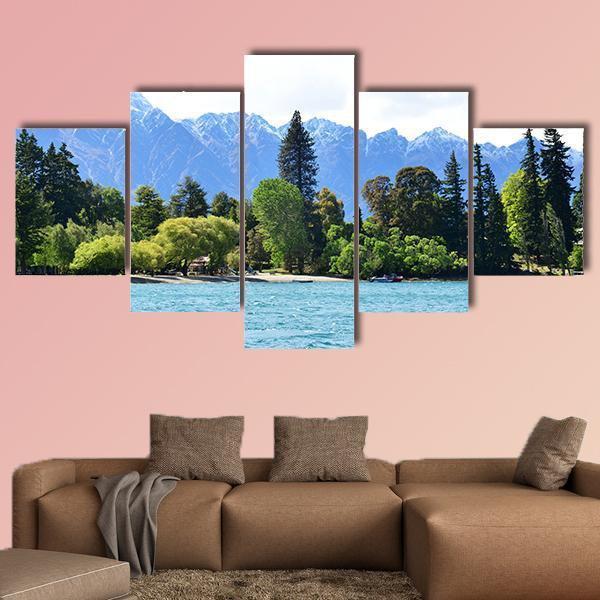 Scenic View Of Lake Wakatipu Canvas Wall Art-5 Star-Gallery Wrap-62" x 32"-Tiaracle