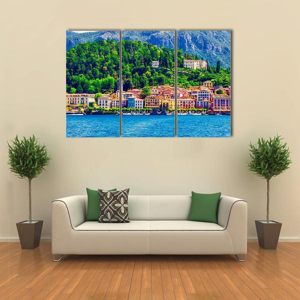 Scenic View Of Old Bellagio Como Lake Canvas Wall Art-3 Horizontal-Gallery Wrap-37" x 24"-Tiaracle