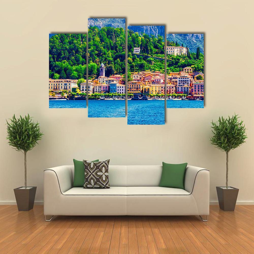 Scenic View Of Old Bellagio Como Lake Canvas Wall Art-4 Pop-Gallery Wrap-50" x 32"-Tiaracle