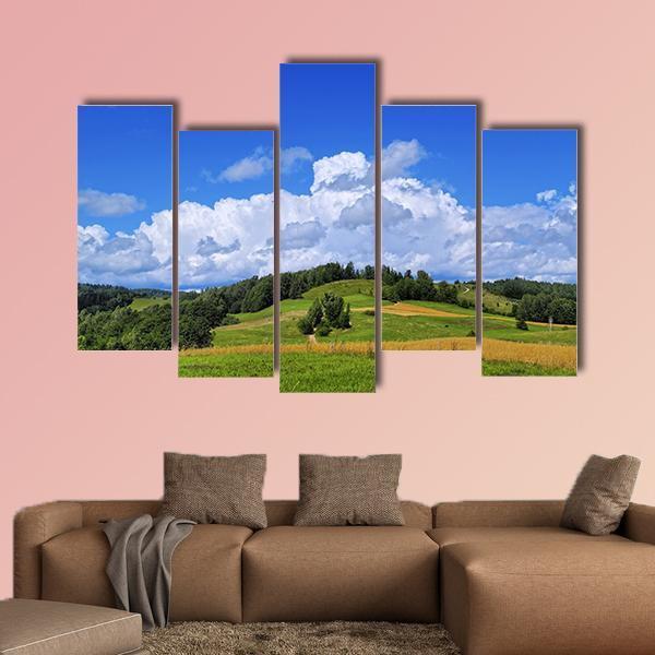 Scenic View Of Suwalszczyzna In Poland Canvas Wall Art-5 Pop-Gallery Wrap-47" x 32"-Tiaracle