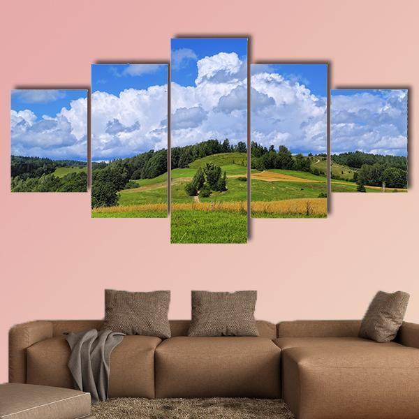 Scenic View Of Suwalszczyzna In Poland Canvas Wall Art-5 Star-Gallery Wrap-62" x 32"-Tiaracle