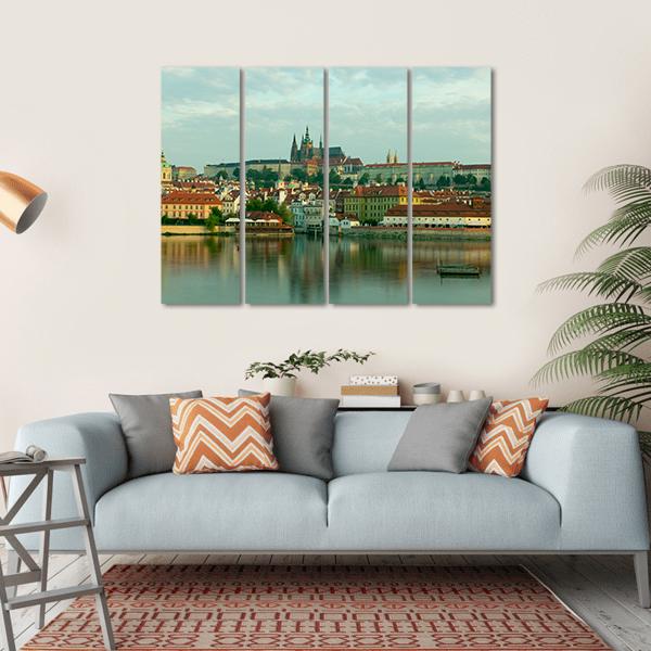Scenic View On Vltava River Canvas Wall Art-4 Horizontal-Gallery Wrap-34" x 24"-Tiaracle