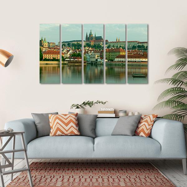 Scenic View On Vltava River Canvas Wall Art-5 Horizontal-Gallery Wrap-22" x 12"-Tiaracle