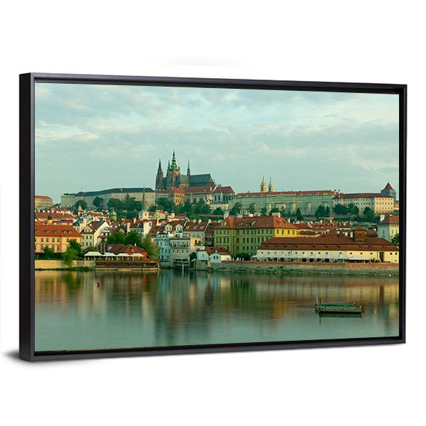 Scenic View On Vltava River Canvas Wall Art-3 Horizontal-Gallery Wrap-25" x 16"-Tiaracle