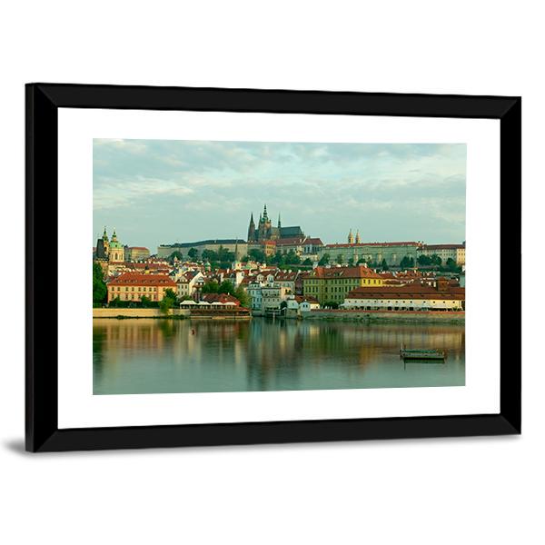 Scenic View On Vltava River Canvas Wall Art-3 Horizontal-Gallery Wrap-25" x 16"-Tiaracle